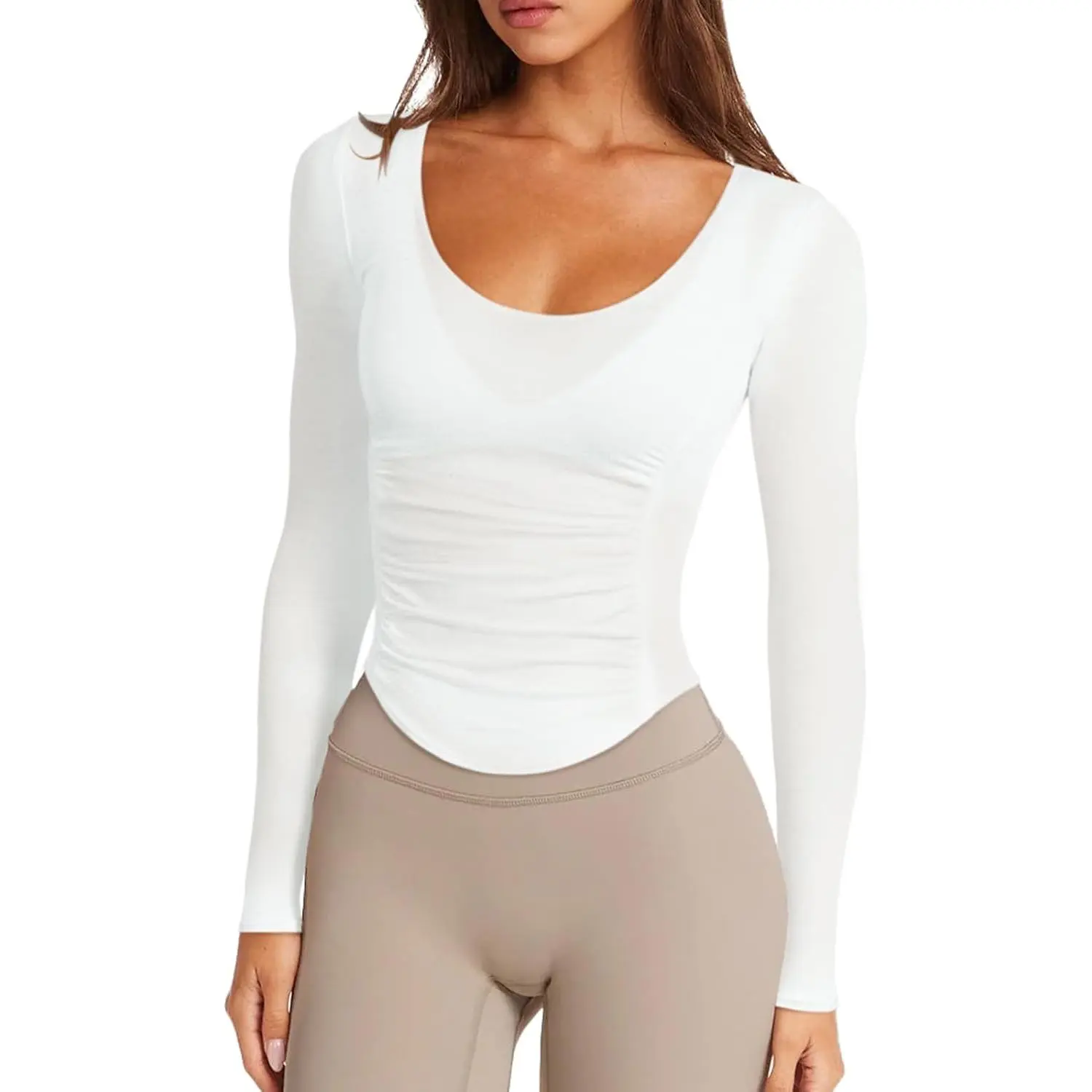 Women's Long Sleeve T-Shirts - Fitted Open Back Workout Tops for Yoga, Gym Activities | Long Sleeve Tops for Women, Tshirts For Women