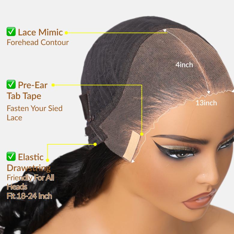 Salon Style at Home-Sunber Pre-Styled Body Wave Lace Frontal Wig with Side Bangs Layered Cut Human Hiar Wigs-No-Fuss, Glueless & Ready to Wear Wig Pre Cut Pre Bleached Pre Plucke 180% Density TikTokShopJumpstartSale