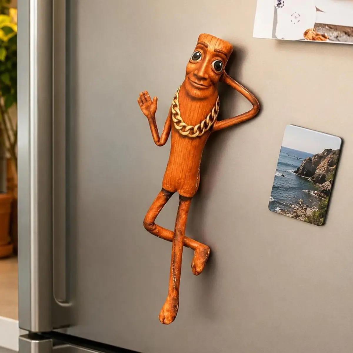 Meme Plush Toy - Bendable Wire Frame Wooden Man Doll with Magnetic Belly, Funny Desk Trinkets for Office Shelf Decor, Novelty Gifts for Teens, Poseable Flexible Toys