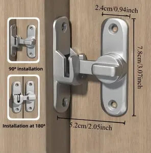 3PCS 2 in 1 Barn Door Lock, 90/180 Degree Flip Sliding Barn Door Latches, Gate Latch for Barn Door, Sliding Door, Pet Door, Garage, Bathroom, Window, Outdoor
