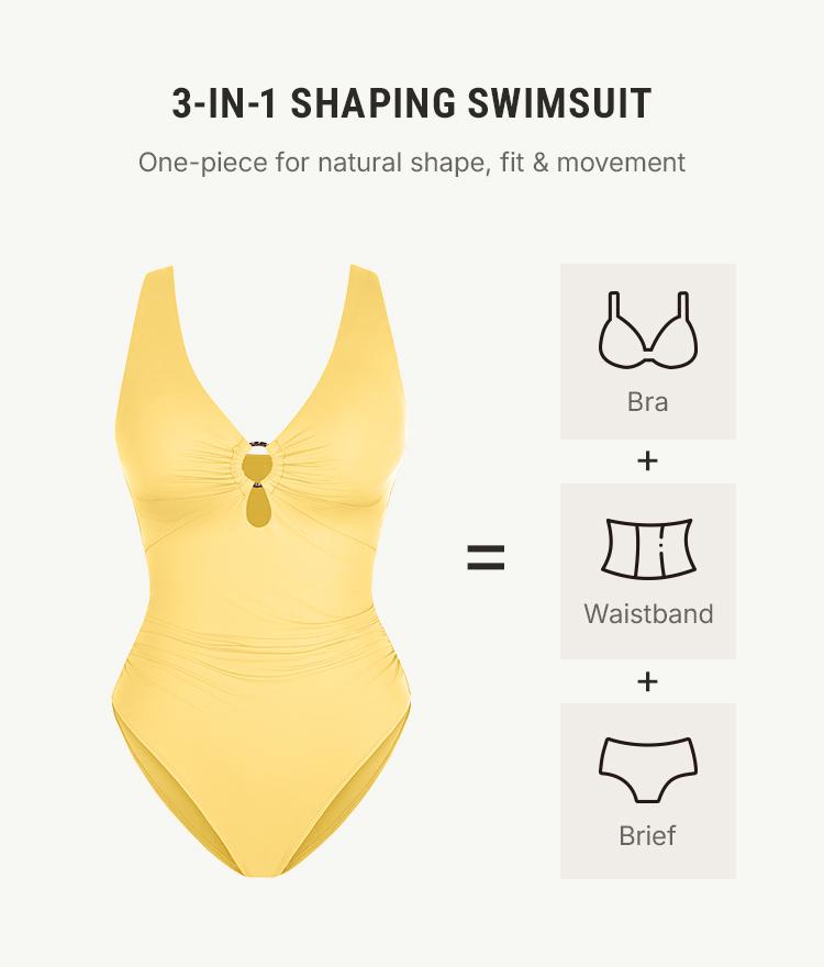 FeelinGirl One Piece Swimsuit Womenwear Plus Size Plain Color High Cut with Removable Pads Summer New Arrivals