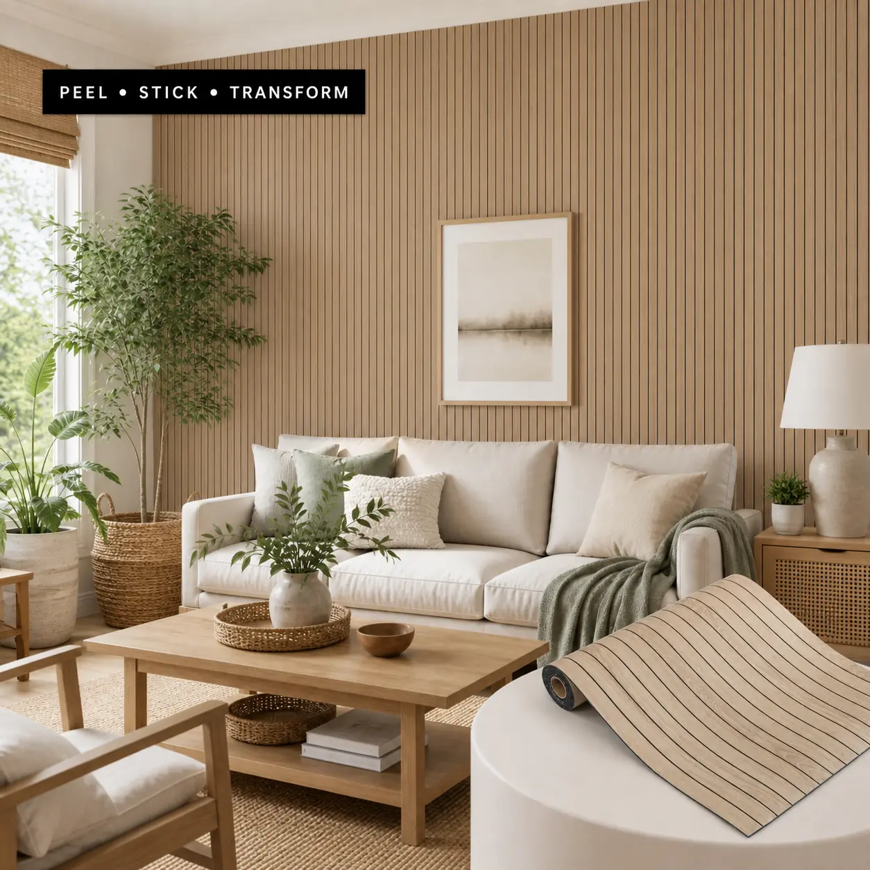 Oak Look PVC Peel and Stick Wallpaper - Self-Adhesive Vinyl Wall Decor, Renters DIY Home Decor Ideas for Entryway, 17.7x118in