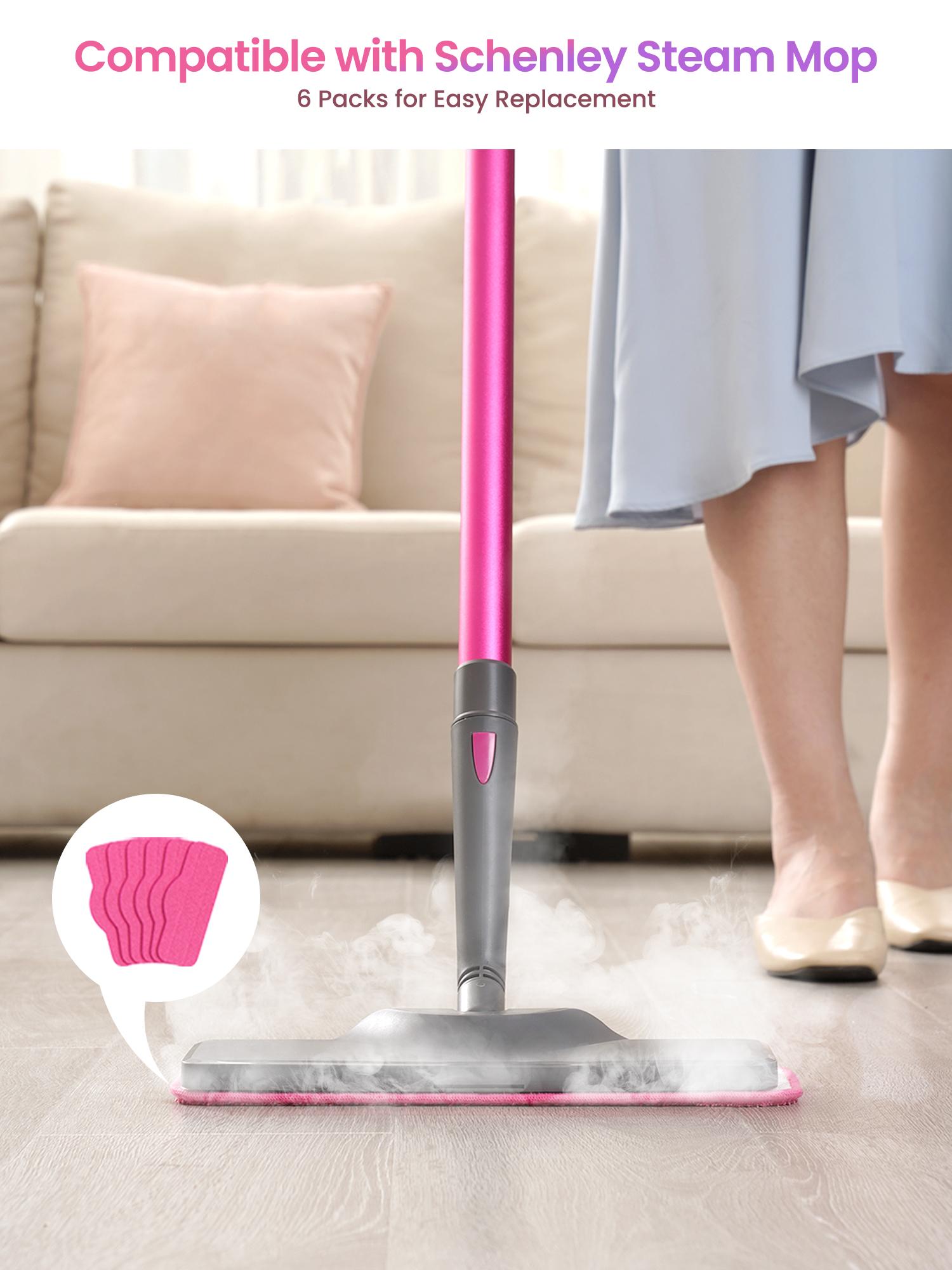 Schenley 6-Pack Microfiber Mop Pads for All-in-One Steam Mop, Washable & Reusable Replacement Pads, Fits Schenley Models SLFCSM064 & SLFCSM063