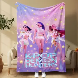K-Pop Devil Hunter Anime Plush Blanket, Soft and Comfortable Flannel Blanket, Modern and Comfortable Travel Sofa Bed Office Decoration, The Perfect Birthday Gift for Boys, Girls and Adults, Warm Nap Blanket.