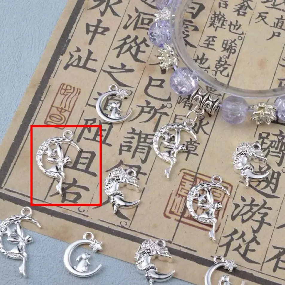 Sliver Fairy Moon Pendant