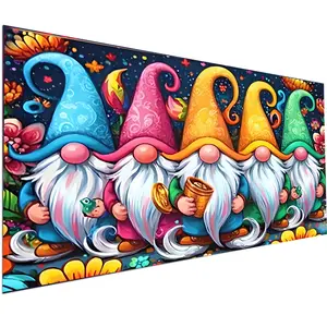 Large Size Vibrant Gnomes Diamond Painting Kits for Adults, DIY 5D Diamond Art Kits Full Drill Diamond Dots Paintings with Diamonds Gem Art and Crafts Home Decor 32x16inch