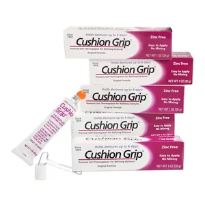 Cushion Grip Thermoplastic Denture Adhesive, 1 oz (5-Pack) – Refits & Tightens Loose Dentures