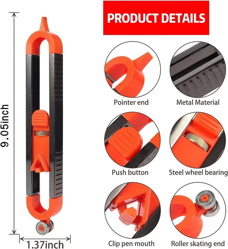 Precise Contour Scribe Tool Woodworking - With Lock For Pencil,Upgrade Measuring Tools, Ultimate Scribing Tool Suitable For Woodworking Finish Carpenter Professional Joiner