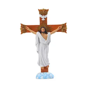 Resin crucifix/cross statue of Jesus, Catholic figurine, wall hanging sculpture, religious prayer ornament