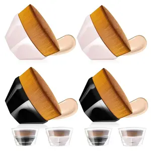 Foundation Makeup Brush for Blending Liquid Cream Flawless Powder Face Blush with Protective Case(Black and Pink, Hexagon Kabuki Brush)