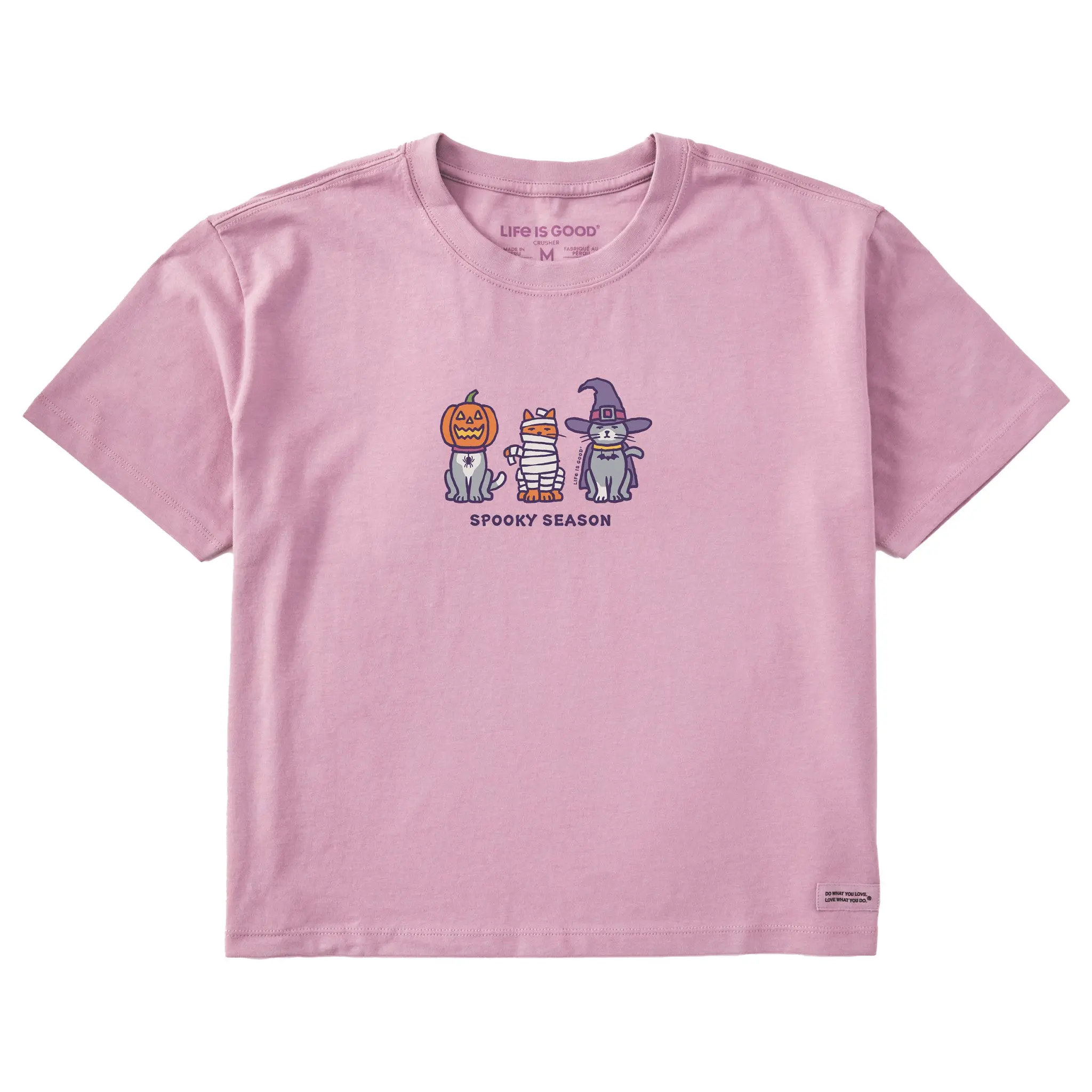 Women's Spooky Halloween Cats Short Sleeve Crusher Boxy Tee