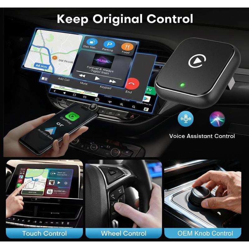 2026 Upgraded Wireless CarPlay Adapter – Fast Connection, No Latency, Supports Hands-Free Calls,  Effortlessly Converts Wired to Wireless CarPlay Adapter, Compatible with iPhone iOS 10+ & Android Auto