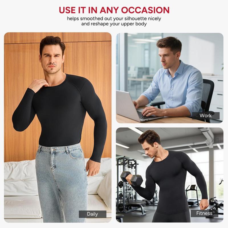 Nebility Men's High Compression Long Sleeves Quick Dry Moisture Wicking Shirts for Fishing Workout Gym UPF SPF Sun Protection T-Shirts with High Elasticity compression shirts