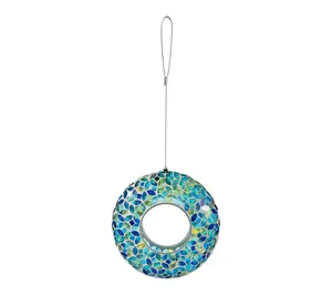 Glitzhome 8'' Glass Round Hanging Blue/Green Mosaic Birdfeeder Glitzhome 8'' Glass Round Hanging Blue/Green Mosaic Birdfeeder