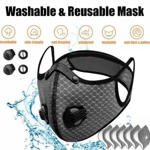 Reusable Half Face Cover Mask w/ Filter Cycling Outdoor Sport Face Mask Grey