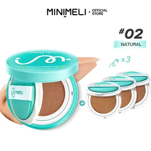 MINIMELI 2in1 Full Coverage BB Cushion, 24H Lasting, SPF30 PA+++, Waterproof Sweat-Proof, Korean-style Makeup Look,Free with purchase: Premium replacement set