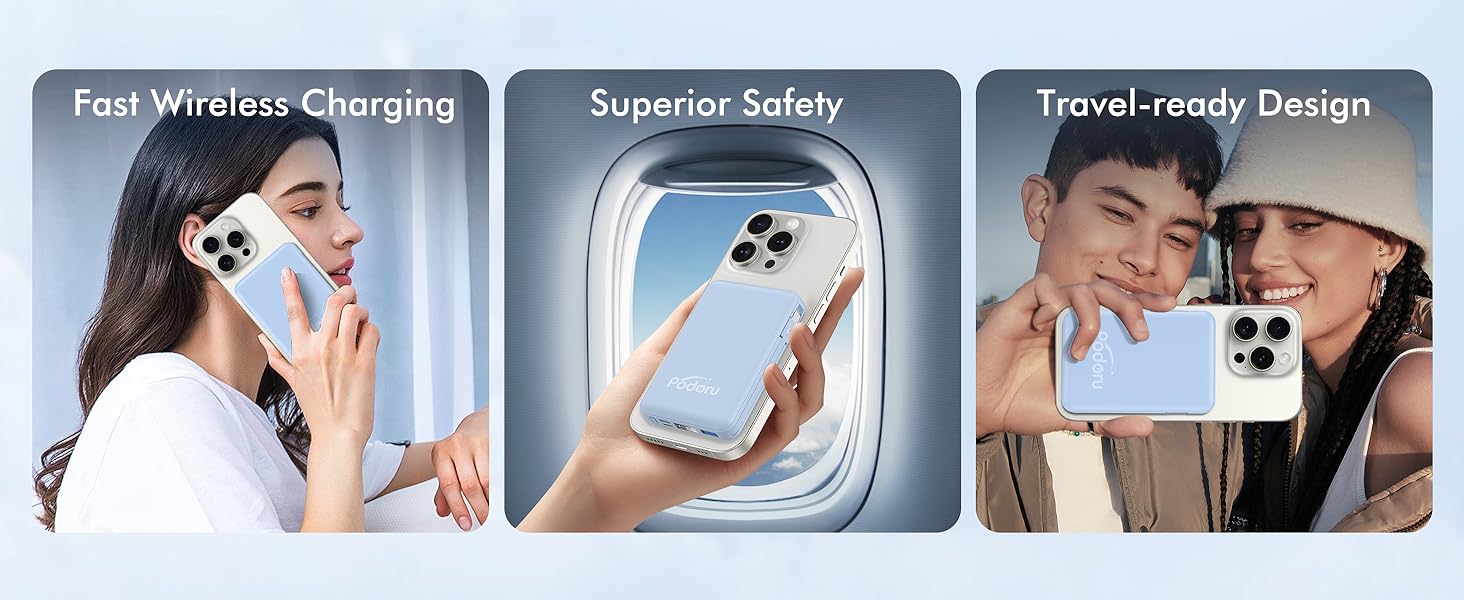 Podoru for iPhone Power Bank, for MagSafe Battery Pack 10000mAh Magnetic Travel Charger Built-in USB-C Lighting Cable for iPhone17/16/15/14/13/12 Series Podoru for iPhone Power Bank, for MagSafe Battery Pack 10000mAh Magnetic Travel Charger Built-in USB-C Lighting Cable for iPhone17/16/15/14/13/12 Series