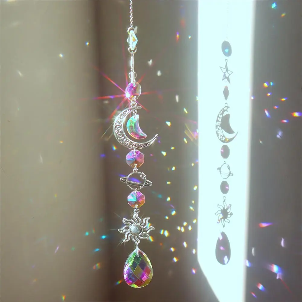 Planet Galaxy Sun Moon Stars Sun Catcher Pendant Sunlight Prism Ball Garden Decoration