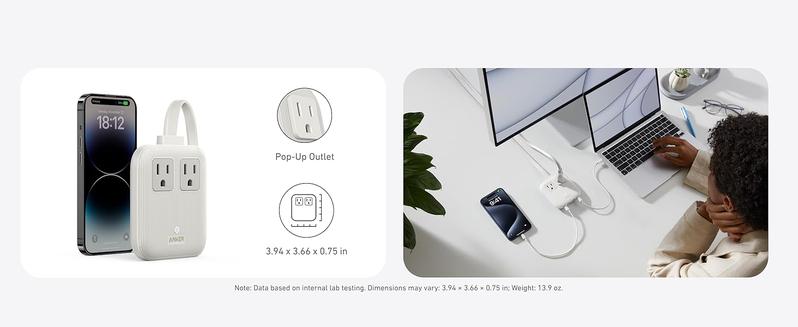 Anker Nano 6-in-1 67W USB-C Power Strip, Flat Plug and 5 ft Slim Cord, 2 AC, 2 USB-C, 2 USB-A, for iPhone 17 / 16 Series, MacBook, Perfect for Home