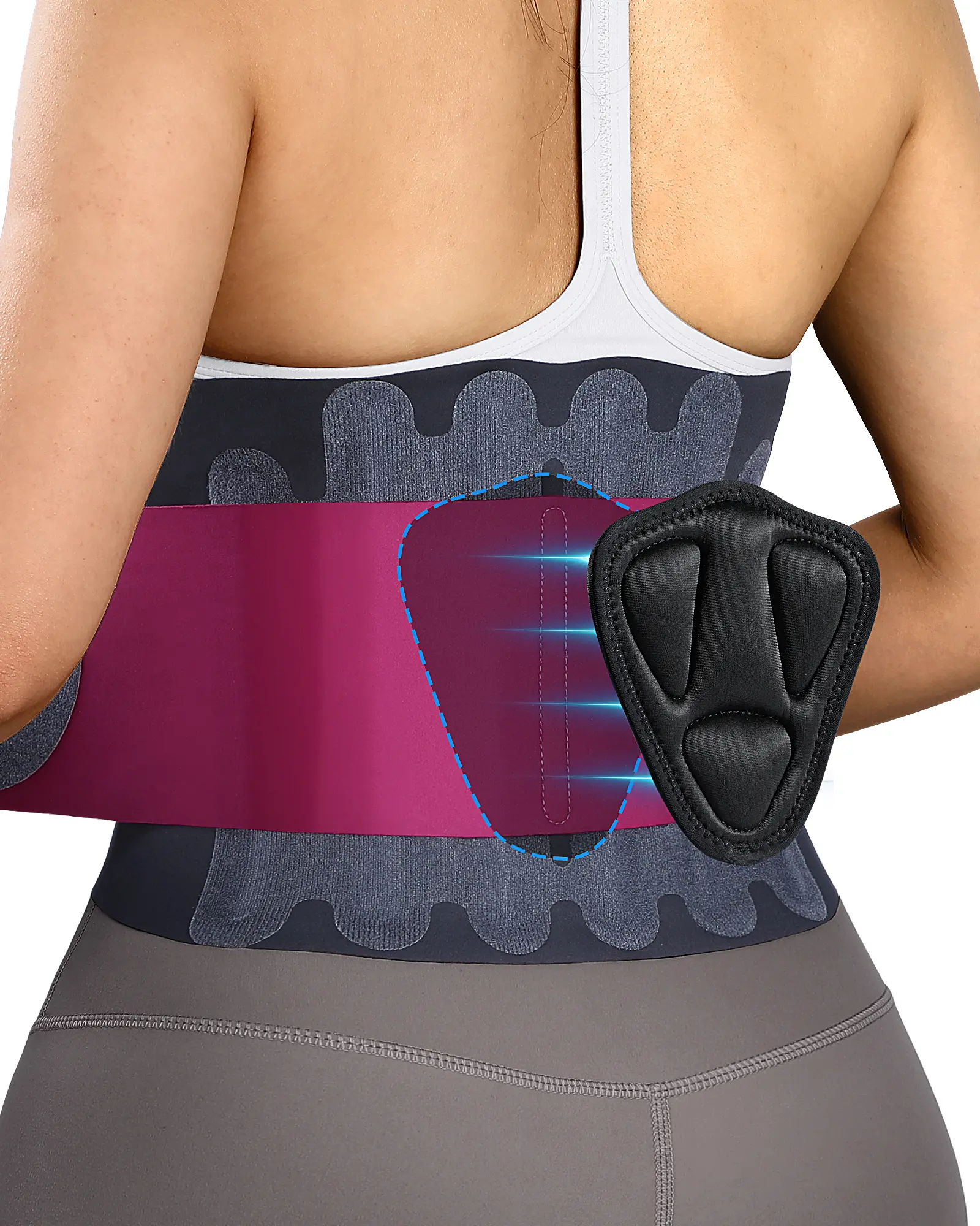 Fitomo Ultra-Thin 0.5mm Waist Support Belt for Men & Women with 3D Contoured Pad Back Pain Relief Flexible Trainer Breathable Fabric Adjustable Spine Alignment Gift for Birthday Christmas
