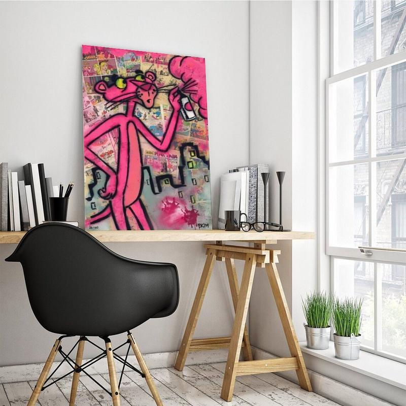 Pink Panther Street Art Graffiti Edition Print, Poster with Spray Decor Kitchen