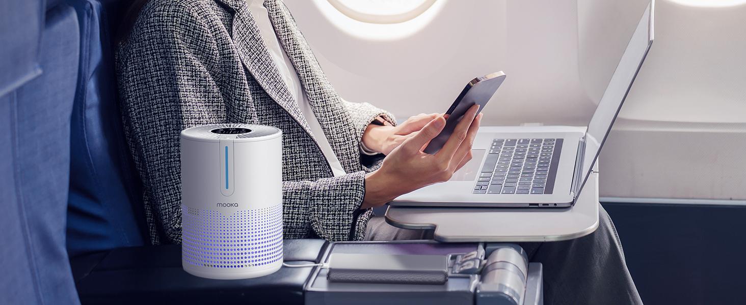 [Live] MOOKA Air Purifier 2 Packs for Home Bedroom Apartment Office Car RV H13 True HEPA Filter USB Portable Covers Up to 300 Ft² Allergies Pets Smoke Dust Fragrance Sponge Night Light,Gift