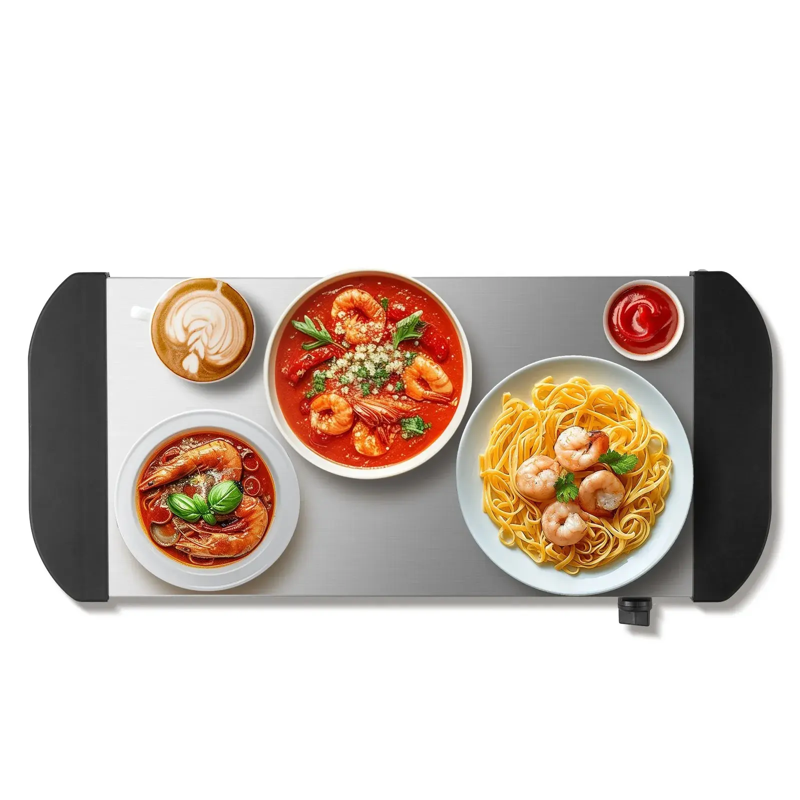 VEVOR Stainless Steel Electric Warming Tray - Knob Temperature Control, 21.54 x 10.35 Inch Rectangular Large Surface Heating Appliance, Durable Easy-to-Clean Kitchen Tool for Buffet Food Keeping Warm, Defrosting