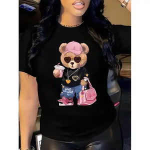 Women S Adorable Teddy Bear Graphic T Shirt Soft Breathable Crew Neck Short Sleeve Casual Summer and Spring Wear with Stylish Bear Design Durable Machine Washable