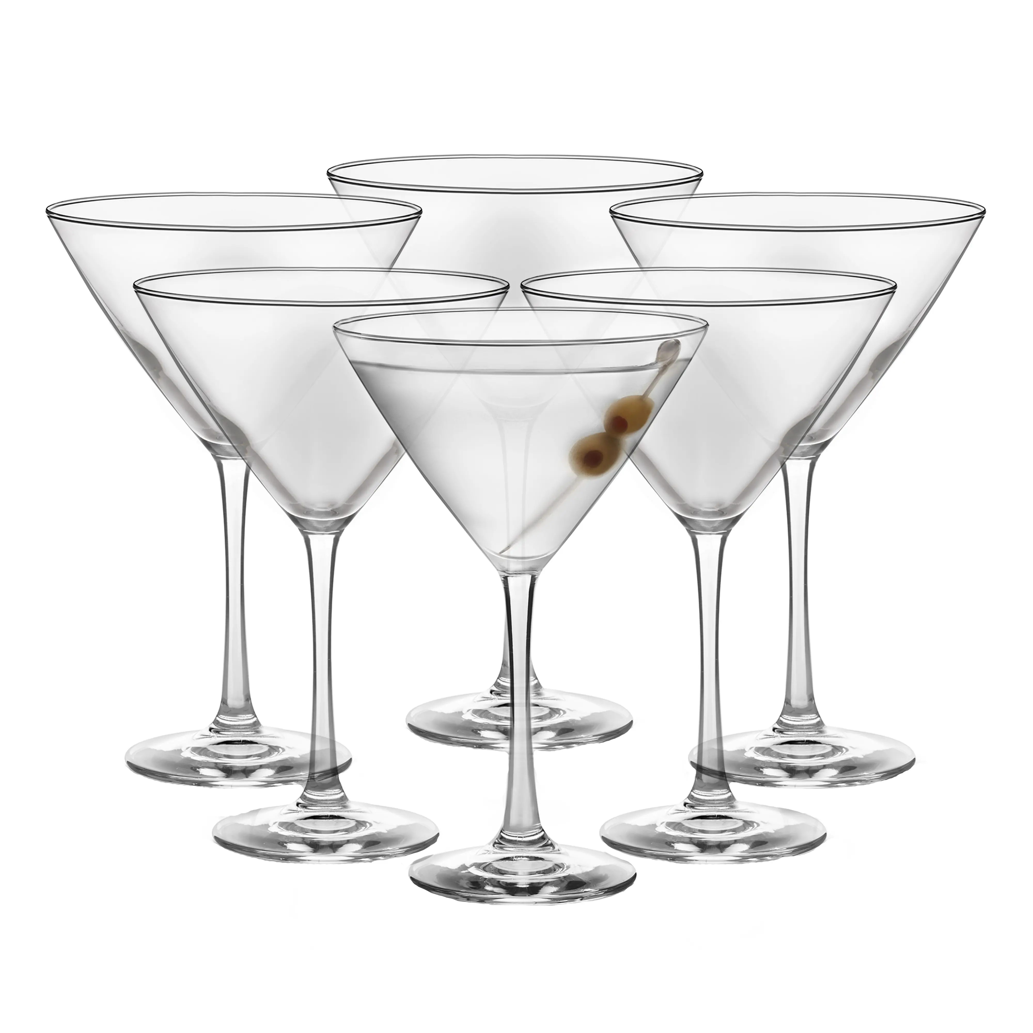 Libbey Vina Glassware Set, Classic, Triangular Martini Glasses Set of 6 for Martinis, Cocktails, Clear Cosmopolitan Glasses for Parties, Weddings