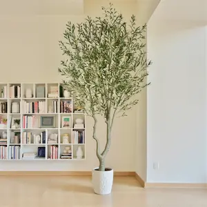Nafresh Tall Faux Olive Tree，10ft（120in） Realistic Potted Silk Artificial Olive Tree， Fake Olive Trees Indoor with Green Leaves and Big Fruits for Home Office Living Room Stairs Patio Decor.