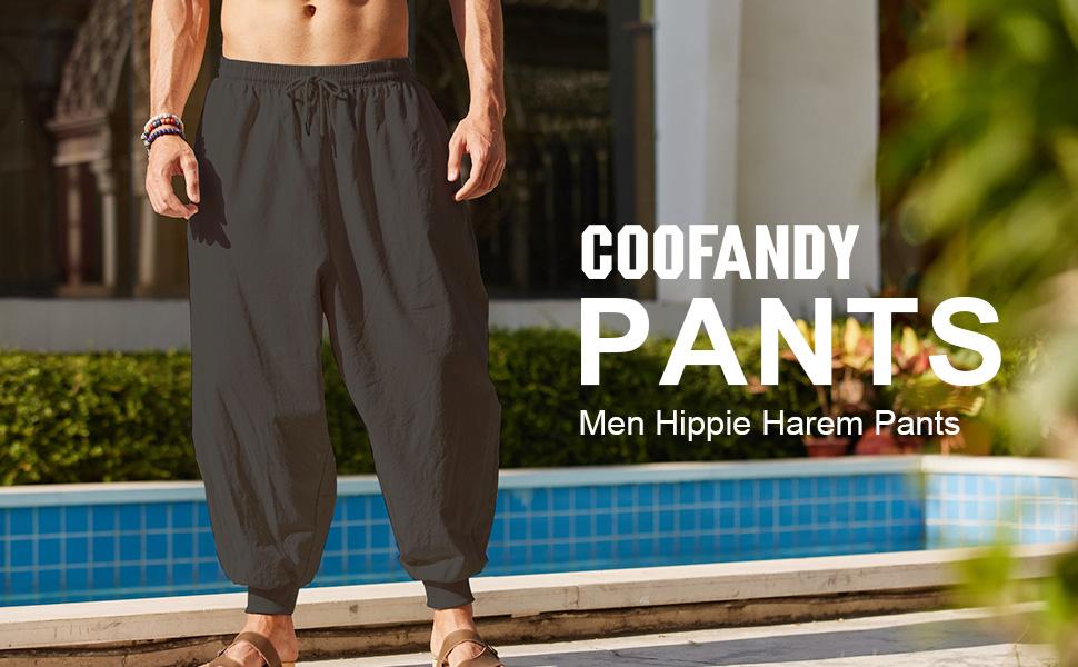 COOFANDY Men's Pants Hippie Harem Baggy Linen Boho Yoga Casual Drop Crotch Trouser Gift Ideas COOFANDY Men's Pants Hippie Harem Baggy Linen Boho Yoga Casual Drop Crotch Trouser Gift Ideas