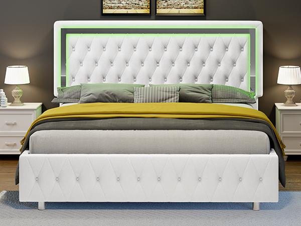 AMERLIFE Modern Bed Frame with RGB LED Lights, Adjustable Headboard Velvet Button Tufted/Acrylic Mirror Accents/Smart APP&Remote Control/No Box Spring Needed/Furniture Room/Full/Queen Size/Best Gift Ideas/Christmas Gifts AMERLIFE Modern Bed Frame with RGB LED Lights, Adjustable Headboard Velvet Button Tufted/Acrylic Mirror Accents/Smart APP&Remote Control/No Box Spring Needed/Furniture Room/Full/Queen Size/Best Gift Ideas/Christmas Gifts