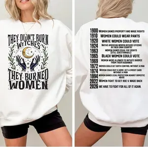 2026 They Didn't Burn Witches Shirt Women's Rights Dates Cotton Tee Crew Neck Short Sleeves Unisex Fit Check Top
