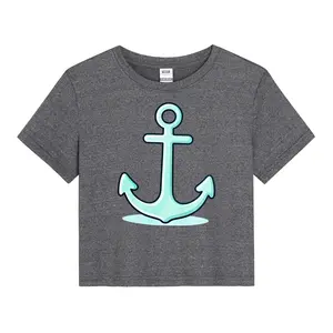 Summer Plus Size Crew Neck Tee for Women – Oversized Nautical Style with Anchor Design, Great Graduation Gift