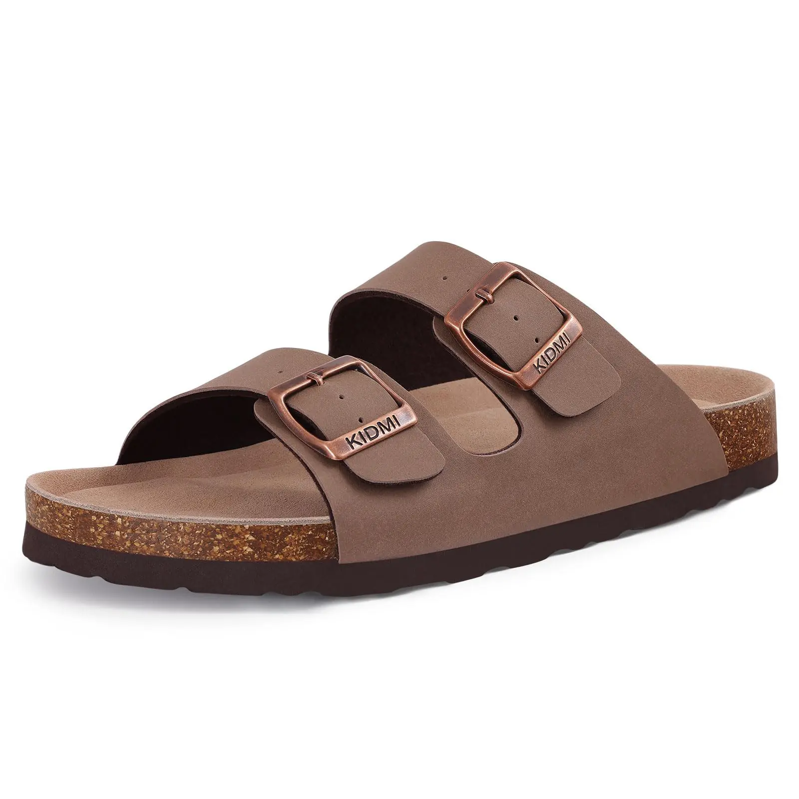 KIDMI Women Men Flat Sandals Cork Footbed Sandals With Support Arch Summervibes Beach Sandals Vacation Nonslip Men Sandals With Adjustable Buckle Straps Memory Foam Lightweight Sandals