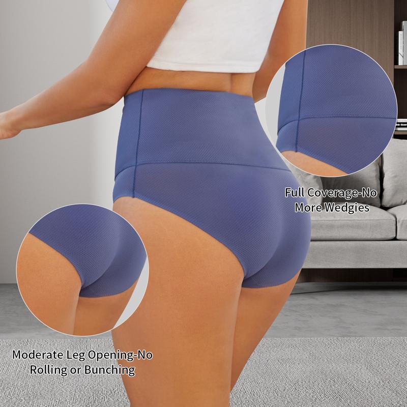 FINETOO High Waisted Seamless Underwear for Women Breatheable Full coverage Briefs No Show Stretch Bikini Panties 4 Pack S-3XL Comfort Fabric Springtok