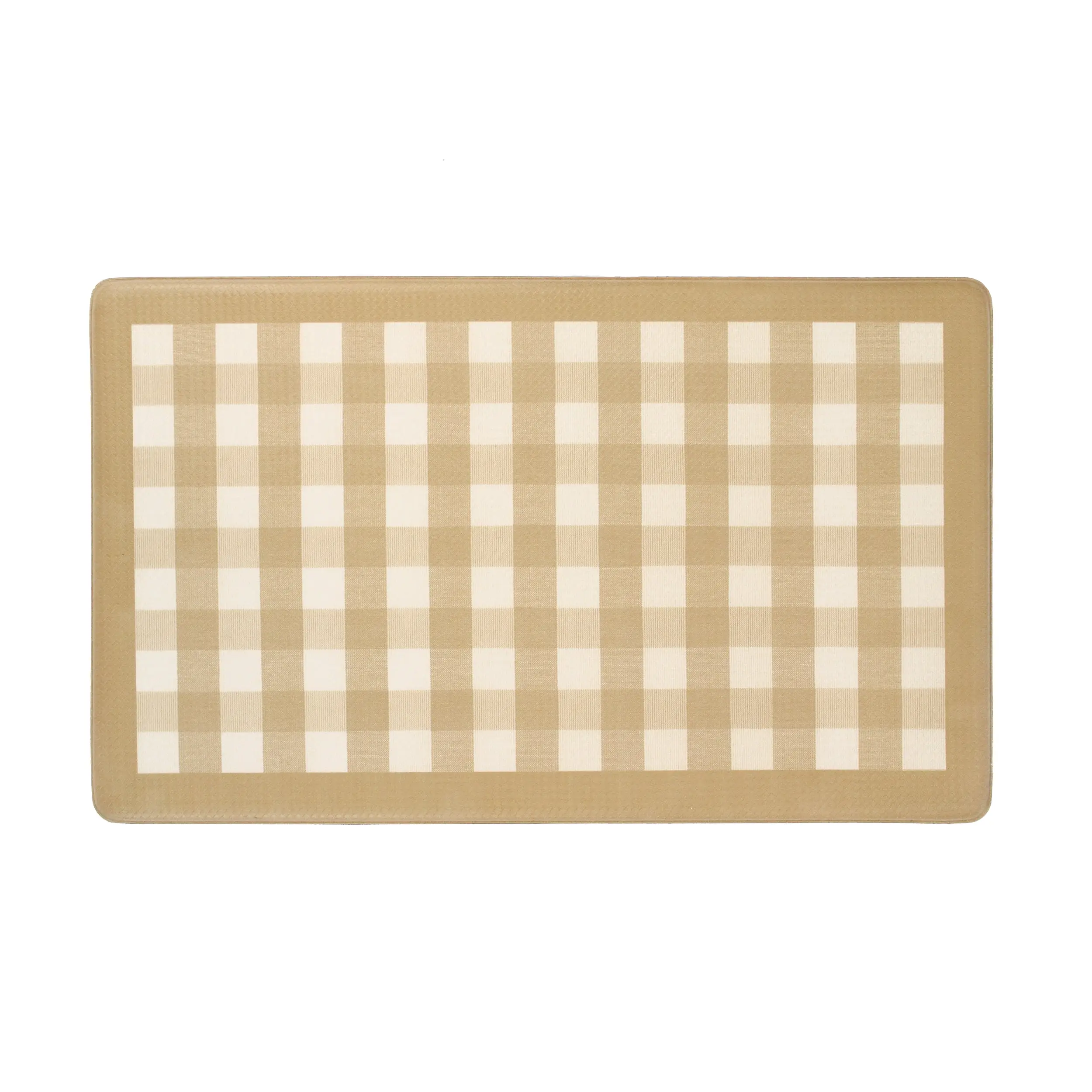 Achim ANFTMBTP12 Plaid Indoor Anti-Fatigue Bath Mat, 18x30 in. Taupe PVC Mat with Beveled Edges, Supportive Foam Layer, Rinse with Garden Hose