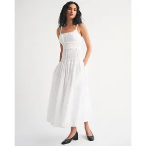 Abercrombie & Fitch Bra-Free Smocked Drop-Waist Maxi Dress