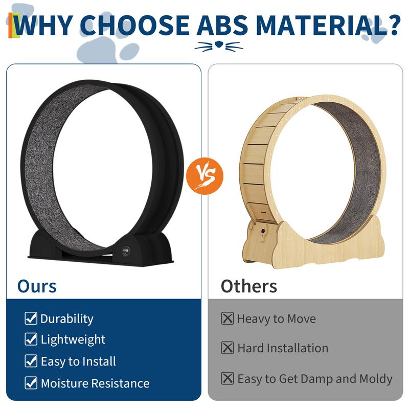 Cat Exercise Wheel, 45 Inch Quiet Cats Treadmill with Pedometer Running Wheel and Detachable Carpeted Runway, Interactive Toys for Running Walking Training