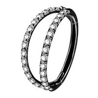 Black Bar+Clear CZ  (Double Hoop)