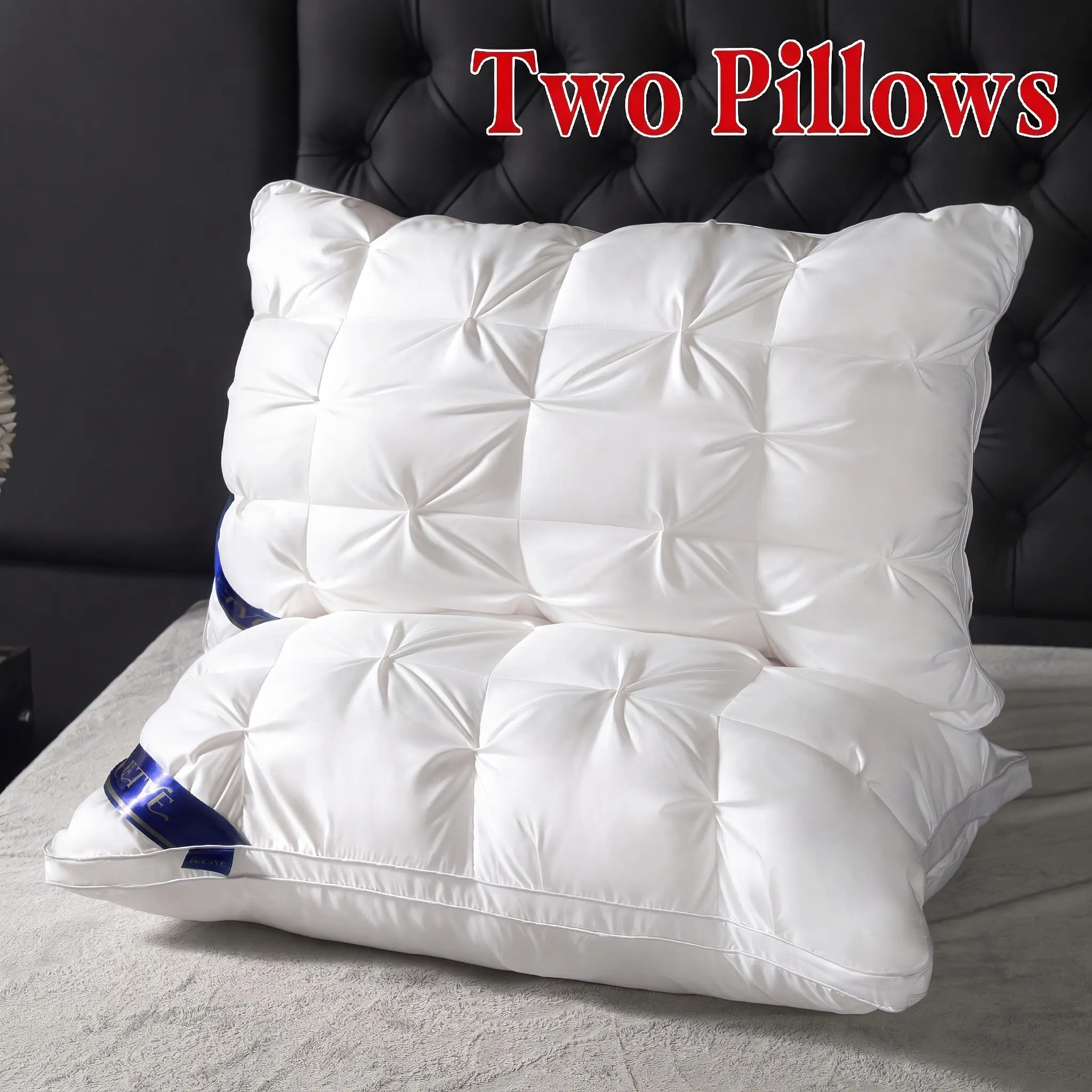 2pcs Luxury Hotel-Quality Pillows, Queen Size High Resilience Plush Fill, HypoallergenicPolyester Fabric, Soft Comfortable for Deep Sleep. Ideal for Side Back Sleepers, BreathableCooling, All-Season Use, Machine Washable