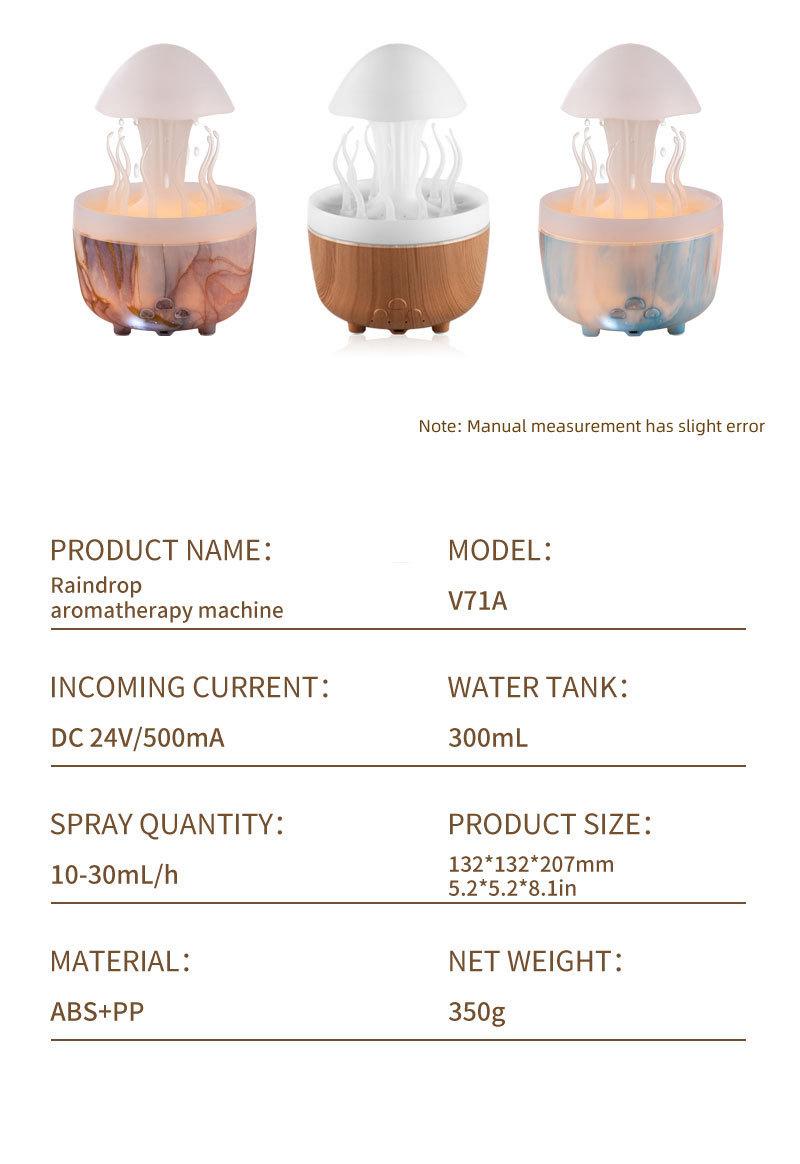 Jellyfish Raindrop Aroma Diffuser Humidifier, 3-in-1 Cool Mist Humidifier with LED Mood Light, Ultra Quiet Essential Oil Diffuser for Bedroom, Home, Office, Desk Decor Jellyfish Raindrop Aroma Diffuser Humidifier, 3-in-1 Cool Mist Humidifier with LED Mood Light, Ultra Quiet Essential Oil Diffuser for Bedroom, Home, Office, Desk Decor