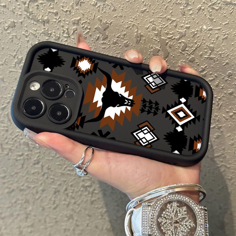 Western style long horn design Phone case for iPhone Samsung Galaxy cases 16Pro Max 16 14 13 12 11 XR XS Plus E S25 S24 S22 S23  Advanced fashion gift Full Body Protection Shockproof TPU Soft Silicone Cover