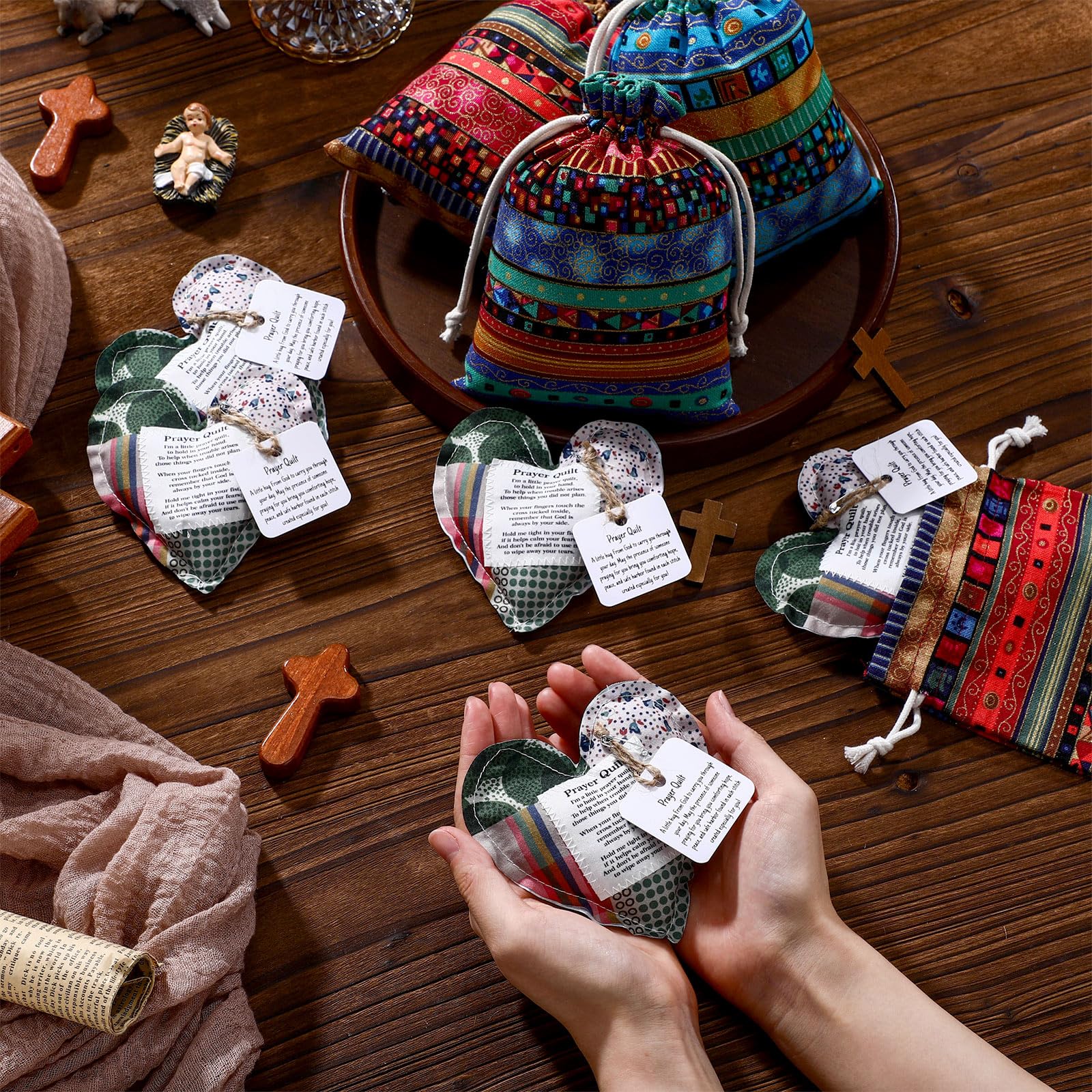 18Pcs Easter Prayer Gift Pocket Prayer Quilt Set Handmade Prayer Blanket with Cross and Drawstring Bag Mini Heart Prayer Quilt for Friends Family Church Members Easter Basket Stuffer Easter Basket Ideas 18Pcs Easter Prayer Gift Pocket Prayer Quilt Set Handmade Prayer Blanket with Cross and Drawstring Bag Mini Heart Prayer Quilt for Friends Family Church Members Easter Basket Stuffer Easter Basket Ideas