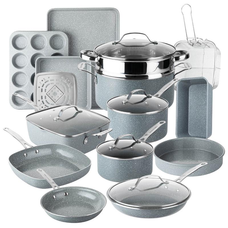 20 Pc Granitestone Desert Collection Ceramic or Nonstick Cookware Set