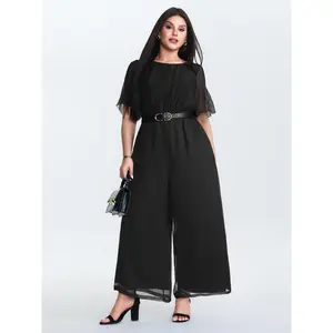【Summer Turn-Up】BlOOMCHIC Plus Size Sheer Textured Flowy Jumpsuit [M-6X] 2026 Summer Pick for Mother's Day