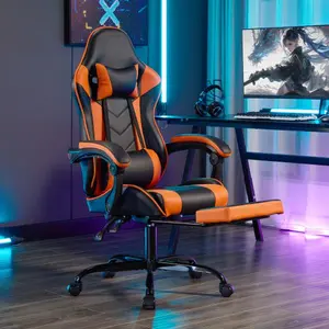 Bellemave High-Back Ergonomic Gaming Chair - Racing-Style Reclining Office Computer Chair with 360° Swivel, Adjustable Seat Height, Lumbar Support, Premium Leather, Sturdy Metal Frame, Footrest