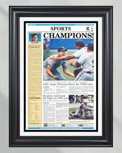 1991 LSU Tigers “CHAMPIONS!” College World Series Champions Unframed Poster, LSU Baseball History Front Page Newspaper, Tigers Victory Wall Art, Omaha College World Series Decor.