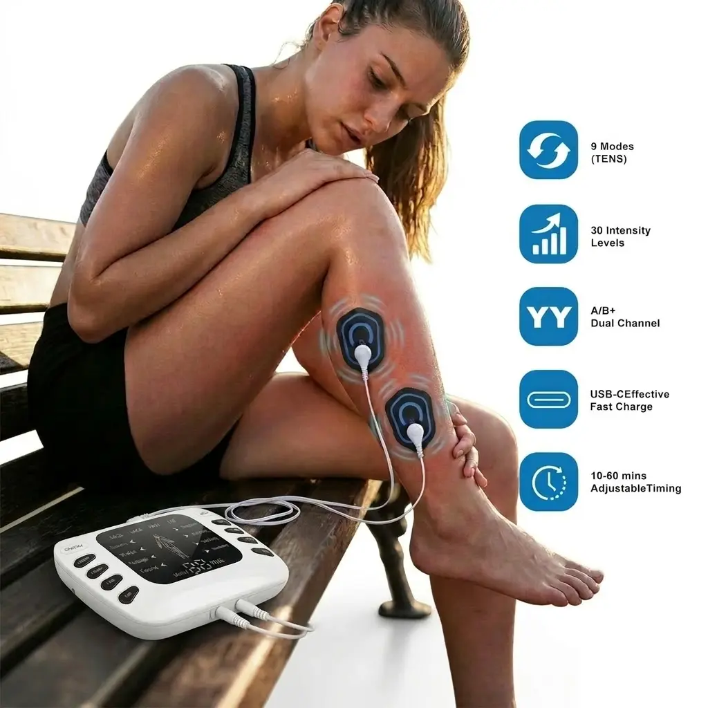 TENS Unit Muscle Stimulator with Large LCD Display - Dual Channel Acupuncture Device (300g, Pocket Size for Car, Office, Travel) for Shoulder Pain Relief - Portable Electronic Pulse Unit for Adults, Car & Office Use, Relax Muscles After Work, Knee, Wrist