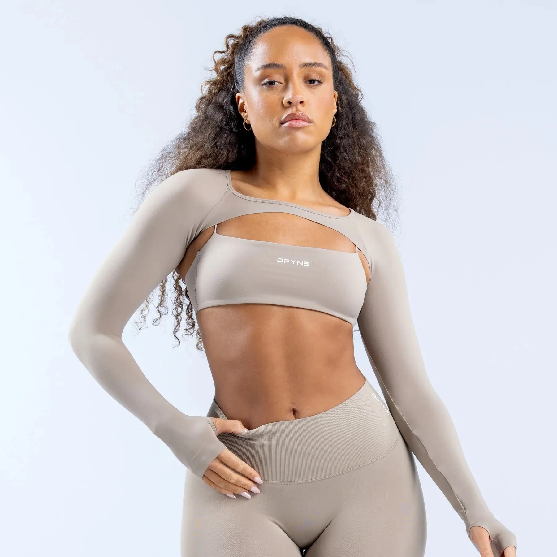 DF DEFY Long Sleeve Shrug (Shrug only - Bra not included), Lightweight Workout Crop Jacket, Seamless Gymwear Activewear, Gym Fashion Shrug